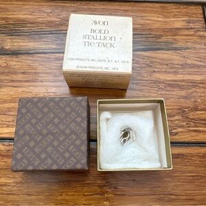 Vintage Avon Bold Stallion Tie Tack On Silvertones With Original Packaging